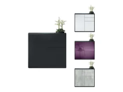 Vladon Cajonera Ben, Cómoda con 2 Puertas y 2 Cajones Negro mate/Gris de alto brillo (79 x 74 x 36 cm)