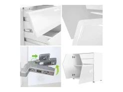 Vladon Cajonera Benny, Cómoda con 2 Puertas y 2 Cajones, Blanco mate/Roble natural (79 x 74 x 36 cm)
