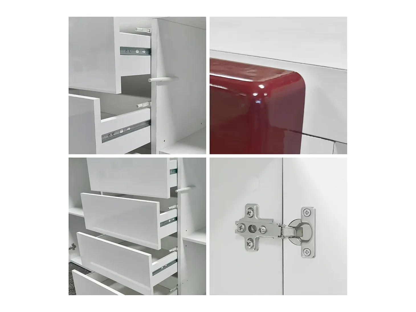 Vladon Cajonera Rova, Cómoda con 4 Puertas y 4 cajones, Blanco mate/Roble natural (166 x 72 x 35 cm)