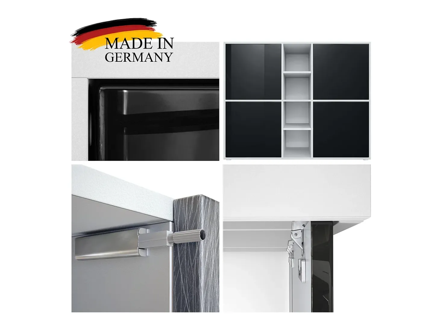 Vladon Highboard Cuba V3, negro mate/zarzamora de alto brillo - Aparador moderno con 12 compartimentos (130,5 x 105,5 x 35,5 cm)