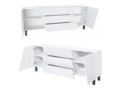 Vladon Sideboard Houston, cassettiera a 2 ante e 3 cassetti, mobile bianco opaco, frontali bianco opaco (178 x 69,5 x 38,5 cm)