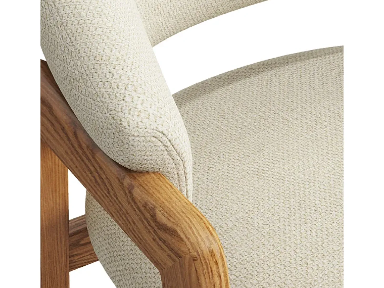 WOOL-Silla de tela color crudo y fresno macizo natural (x2)