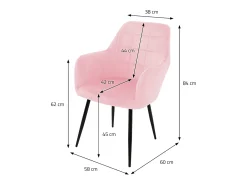 2x Silla comedor cocina asiento tapizado terciopelo retro ECD Germany