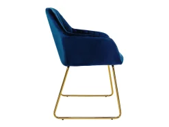 6x Silla de comedor / salón asiento ergonómico terciopelo azul patas de metal