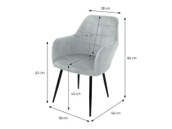 6x Sillón mueble de comedor oficina gris asientos sofá retro tapizado acolchado