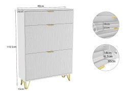 Zapatero blanco de 3 puertas abatibles con espacio de almacenamiento, 80 x 24 x 118,5 cm, blanco