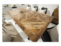 ZAREL 200 cm – Tablero de madera maciza de mango y metal negro